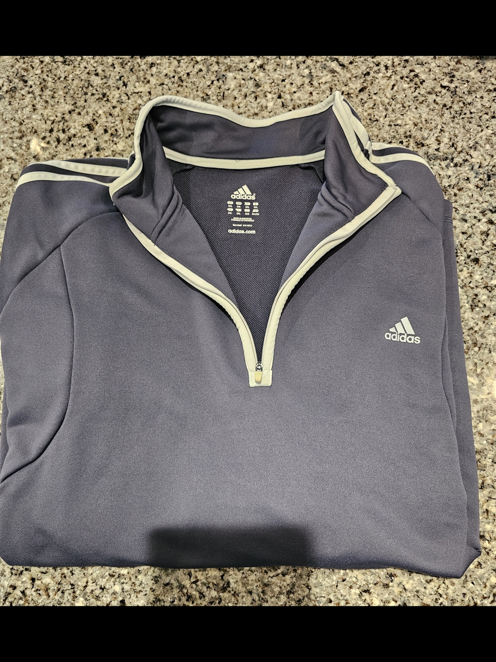 Adidas Navy Quarter-Zip Pullover with White Trim